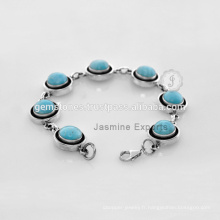 Fournisseur de gros pour pierres précieuses turquoise avec bracelet en argent sterling pour mariage